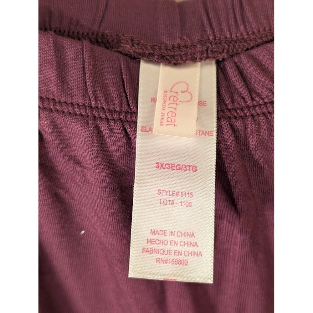 Retreat‎ by Rhonda Shear Lounge Pants 3X Maroon Wide Leg Soft Stretch - Picture 3 of 3